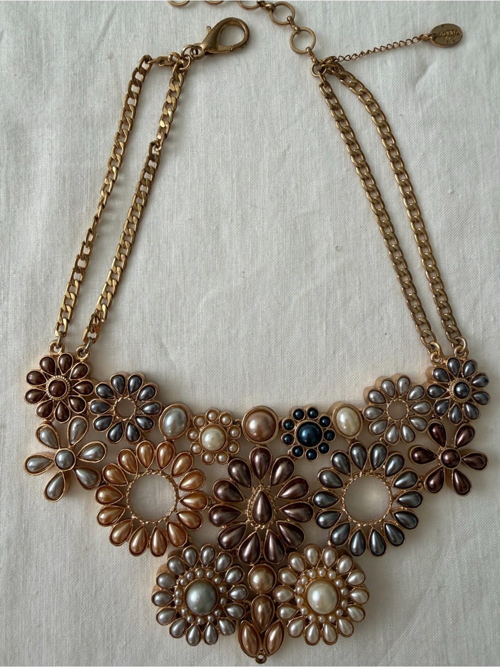 Amrita Singh Gold-Tone Multicolor Pearl Floral Bib Necklace